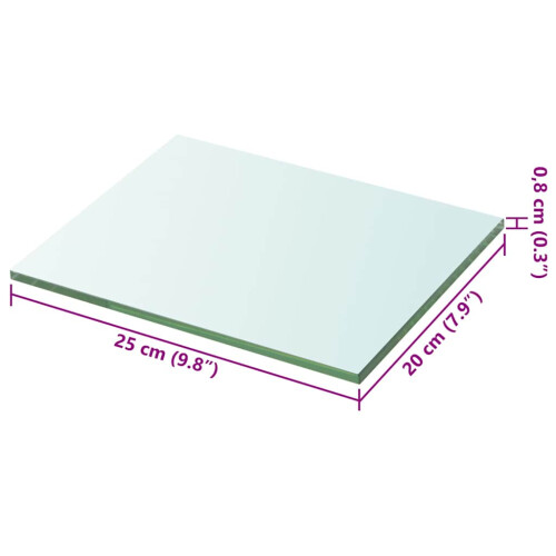 Berkfield Shelf Panel Glass Clear 20x25 cm 2