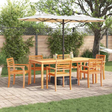 Berkfield Garden Dining Set 9 pcs Brown Solid Acacia Wood