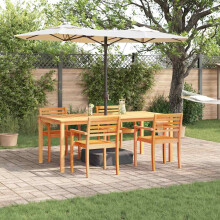 Berkfield Garden Dining Set 7 pcs Brown Solid Acacia Wood