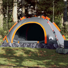 Berkfield Camping Tent 3-Person Grey and Orange Quick Release