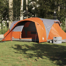 Berkfield Family Tent Dome 6-Person Grey and Orange Waterproof
