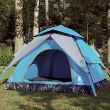 Berkfield Camping Tent Dome 4-Person Blue Quick Release