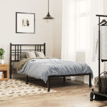 Berkfield Metal Bed Frame without Mattress with Headboard Black 90x190cm