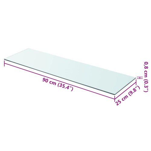 Berkfield Shelf Panel Glass Clear 90x25 cm 2