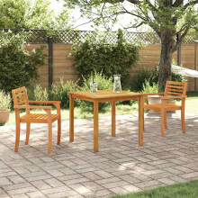 Berkfield Garden Dining Set 3 pcs Brown Solid Acacia Wood