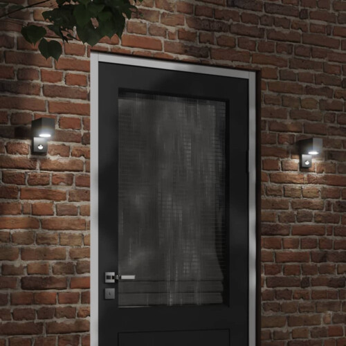 Berkfield Outdoor Wall Light with Sensor Black Die-cast Aluminium