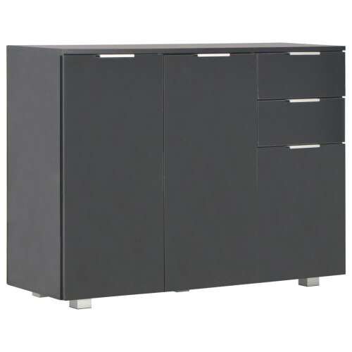 Berkfield Sideboard High Gloss Black 107x35x80.5 cm 1