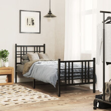 Berkfield Metal Bed Frame without Mattress with Footboard Black 75x190cm