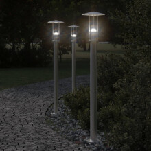 Berkfield Outdoor Floor Lamps 3pcs Silver 100 cm Stainless Steel