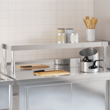 Berkfield Work Table Overshelf 110x30x35 cm Stainless Steel