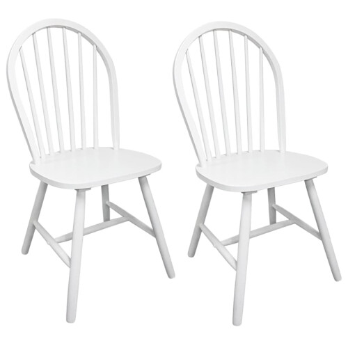 Berkfield Dining Chairs 2 pcs White Solid Rubber Wood 1