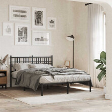 Berkfield Metal Bed Frame without Mattress with Headboard Black 120x200cm