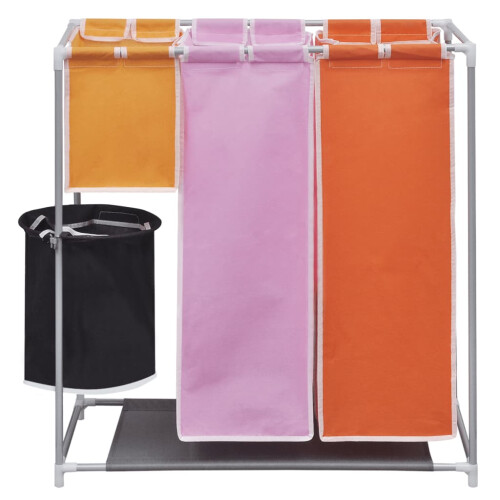 3-Section Laundry Sorter Hamper with a Washing Bin 1