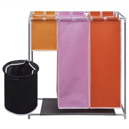 3-Section Laundry Sorter Hamper with a Washing Bin 2