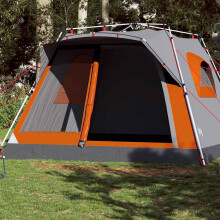 Berkfield Family Tent Cabin 7-Person Grey and Orange Quick Release