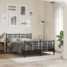 Berkfield Metal Bed Frame without Mattress with Footboard Black 137x190cm