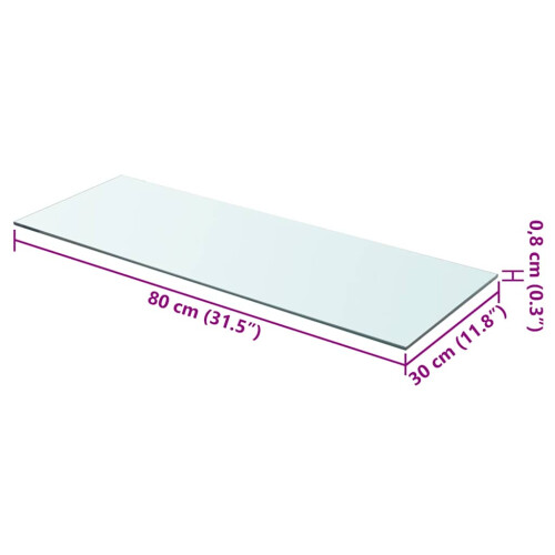 Berkfield Shelf Panel Glass Clear 80x30 cm 2