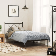 Berkfield Metal Bed Frame without Mattress with Headboard Black 90x190cm
