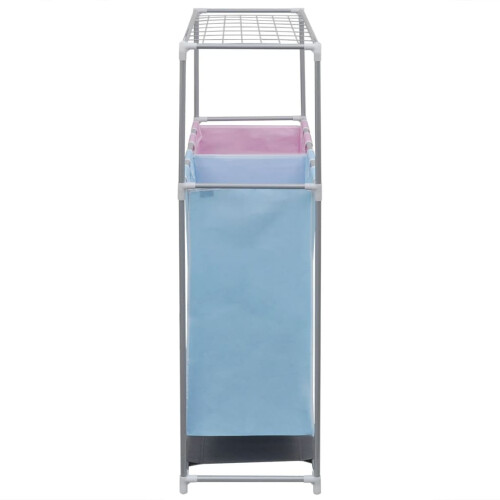 2-Section Laundry Sorter Hamper with a Top Shelf for Drying 2