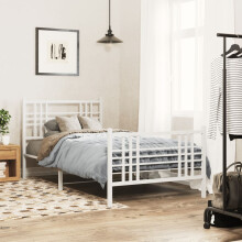 Berkfield Metal Bed Frame without Mattress with Footboard White 100x200cm
