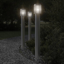 Berkfield Outdoor Floor Lamps with Outlet 3pcs Silver 110cm Stainless Steel
