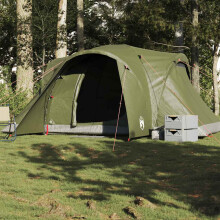 Berkfield Family Tent Dome 6-Person Olive Green Waterproof