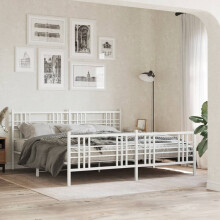 Berkfield Metal Bed Frame without Mattress with Footboard White 193x203cm
