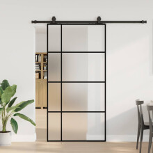 Berkfield Sliding Door with Hardware Set Black 102.5x205 cm ESG Glass