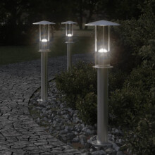 Berkfield Outdoor Floor Lamps 3pcs Silver 60 cm Stainless Steel