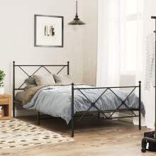 Berkfield Metal Bed Frame without Mattress with Footboard Black 107x203cm