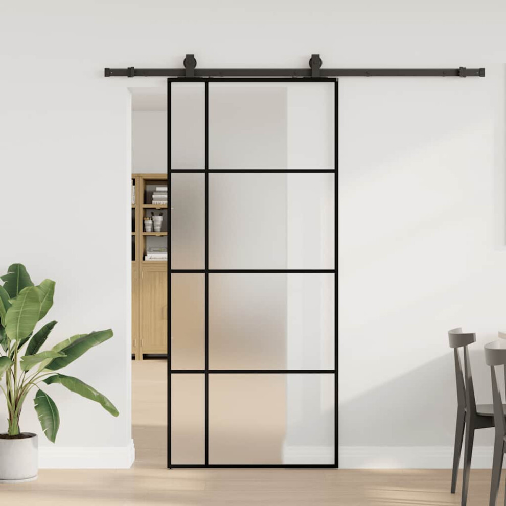 Photos - Interior Door Berkfield Sliding Door with Hardware Set Black 90x205 cm ESG Glass