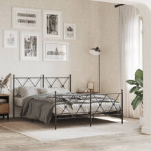 Berkfield Metal Bed Frame without Mattress with Footboard Black 140x200cm
