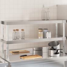 Berkfield Work Table Overshelf 2-Tier 110x30x65 cm Stainless Steel