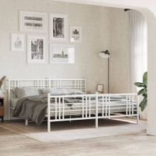 Berkfield Metal Bed Frame without Mattress with Footboard White 180x200cm