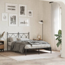 Berkfield Metal Bed Frame without Mattress with Headboard Black 120x190cm