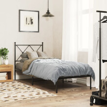 Berkfield Metal Bed Frame without Mattress with Headboard Black 75x190cm