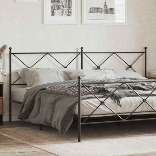 Berkfield Metal Replace Headboard Black 200cm