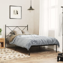 Berkfield Metal Bed Frame without Mattress with Headboard Black 107x203cm
