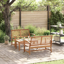 Berkfield Garden Sofa Set 3 pcs Natural Solid Teak Wood