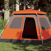 Berkfield Camping Tent Dome 4-Person Grey and Orange Quick Release