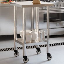 Berkfield Kitchen Work Table with Wheels 55x55x85 cm Stainless Steel