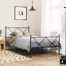 Berkfield Metal Bed Frame without Mattress with Footboard Black 100x200cm