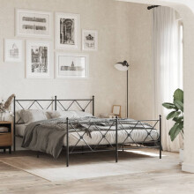 Berkfield Metal Bed Frame without Mattress with Footboard Black 150x200cm
