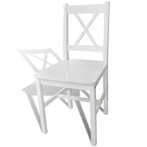 Berkfield Dining Chairs 6 pcs White Pinewood 2
