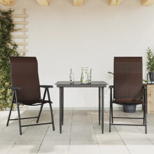 Berkfield Folding Garden Chairs 2 pcs Brown Poly Rattan