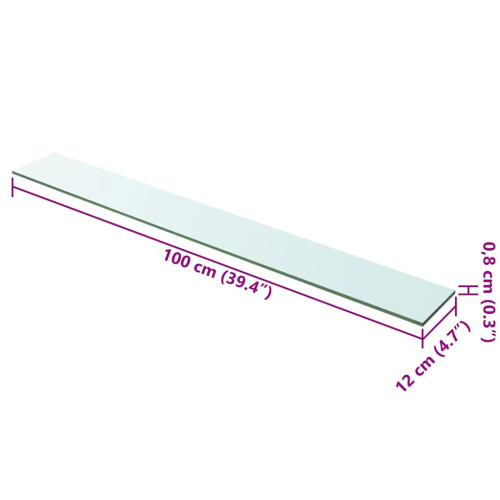 Berkfield Shelf Panel Glass Clear 100x12 cm 2