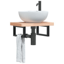 Berkfield Shelf Brackets for Washbasin 2 pcs Black Rectangular Steel