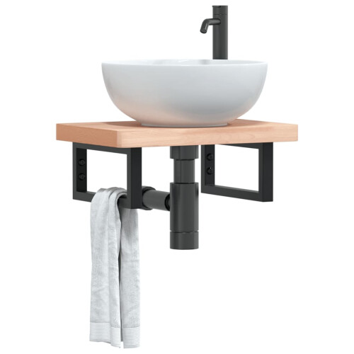 Berkfield Shelf Brackets for Washbasin 2 pcs Black Rectangular Steel