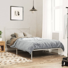 Berkfield Metal Bed Frame without Mattress with Headboard White 100x200cm
