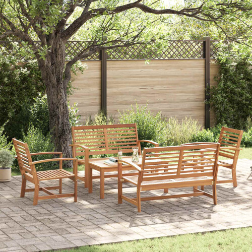 Berkfield Garden Sofa Set 5 pcs Natural Solid Teak Wood